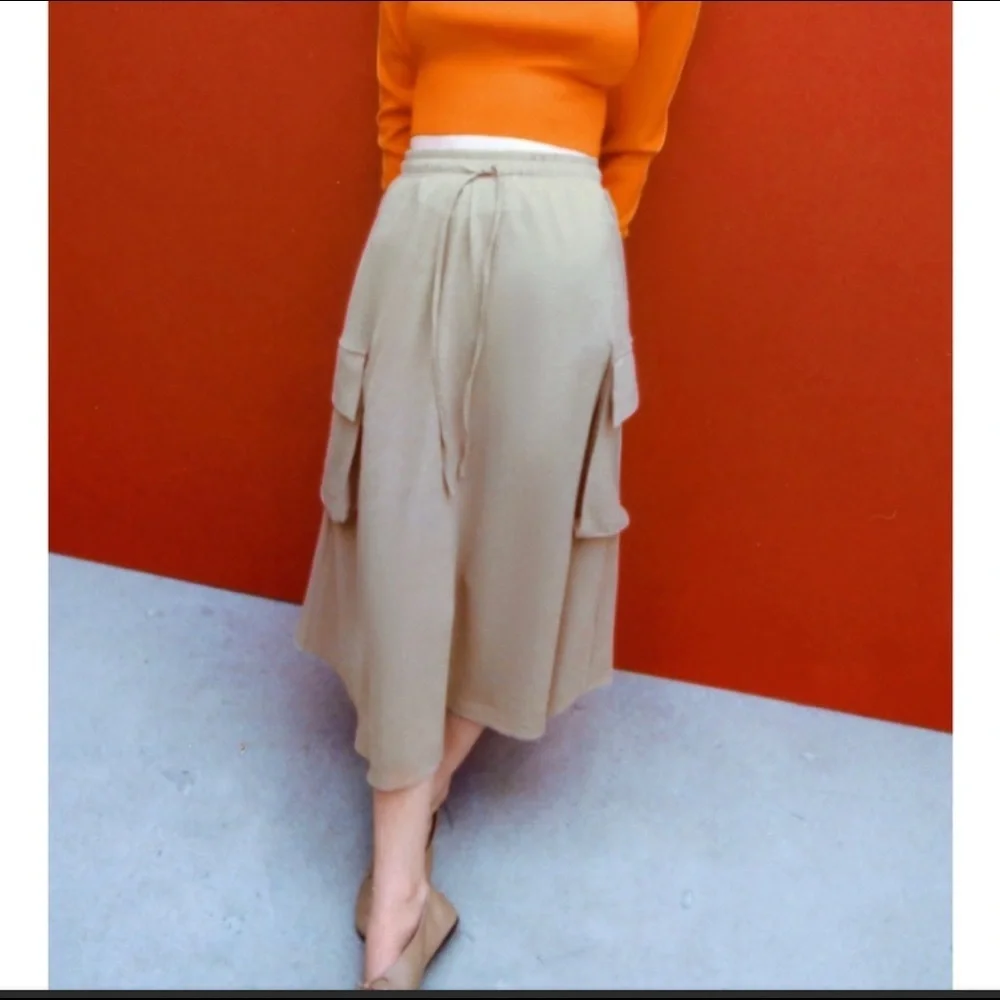 Tan super soft drawstring Zara Cargo skirt - Picture 4 of 4